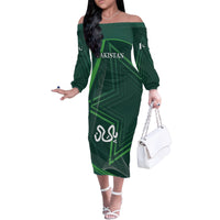Pakistan Cricket World Cup 2024 Family Matching Off The Shoulder Long Sleeve Dress and Hawaiian Shirt Shaheens Make Champions - Wonder Print Shop