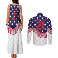 United States Cricket World Cup 2024 Couples Matching Tank Maxi Dress and Long Sleeve Button Shirt USA Badge Eagle Make Champions LT9 - Wonder Print Shop