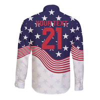 United States Cricket World Cup 2024 Long Sleeve Button Shirt USA Badge Eagle Make Champions - Wonder Print Shop
