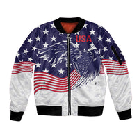 United States Cricket World Cup 2024 Sleeve Zip Bomber Jacket USA Badge Eagle Make Champions - Wonder Print Shop