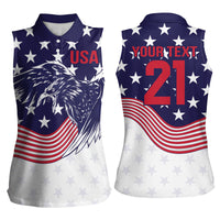 United States Cricket World Cup 2024 Women Sleeveless Polo Shirt USA Badge Eagle Make Champions - Wonder Print Shop