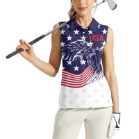 United States Cricket World Cup 2024 Women Sleeveless Polo Shirt USA Badge Eagle Make Champions - Wonder Print Shop