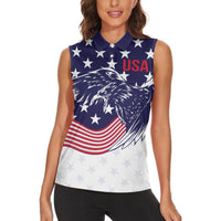 United States Cricket World Cup 2024 Women Sleeveless Polo Shirt USA Badge Eagle Make Champions - Wonder Print Shop
