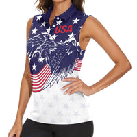United States Cricket World Cup 2024 Women Sleeveless Polo Shirt USA Badge Eagle Make Champions - Wonder Print Shop