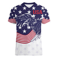 United States Cricket World Cup 2024 Women V-Neck T-Shirt USA Badge Eagle Make Champions - Wonder Print Shop