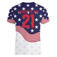 United States Cricket World Cup 2024 Women V-Neck T-Shirt USA Badge Eagle Make Champions - Wonder Print Shop