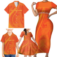 Netherlands Cricket World Cup 2024 Family Matching Short Sleeve Bodycon Dress and Hawaiian Shirt The Flying Dutchmen Make Champions - Wonder Print Shop
