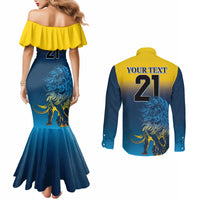 Sri Lanka Couples Matching Mermaid Dress and Long Sleeve Button Shirt With Lions Version