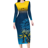 Sri Lanka Family Matching Long Sleeve Bodycon Dress and Hawaiian Shirt With Lions Version LT9 - Wonder Print Shop