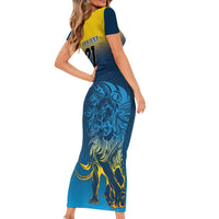 Sri Lanka Family Matching Short Sleeve Bodycon Dress and Hawaiian Shirt With Lions Version - Wonder Print Shop