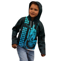 Custom Hawaii Kid Hoodie King Kamehameha - Aqua - Wonder Print Shop