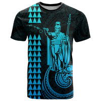 Custom Hawaii T Shirt King Kamehameha - Aqua - Wonder Print Shop