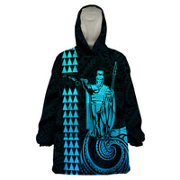 Custom Hawaii Wearable Blanket Hoodie King Kamehameha - Aqua - Wonder Print Shop