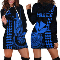 Custom Hawaii Hoodie Dress King Kamehameha - Blue - Wonder Print Shop