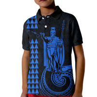 Custom Hawaii Kid Polo Shirt King Kamehameha - Blue - Wonder Print Shop