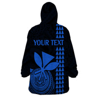 Custom Hawaii Wearable Blanket Hoodie King Kamehameha - Blue - Wonder Print Shop
