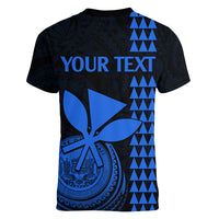 Custom Hawaii Women V Neck T Shirt King Kamehameha - Blue - Wonder Print Shop