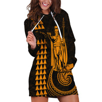 Custom Hawaii Hoodie Dress King Kamehameha - Gold - Wonder Print Shop