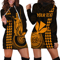 Custom Hawaii Hoodie Dress King Kamehameha - Gold - Wonder Print Shop