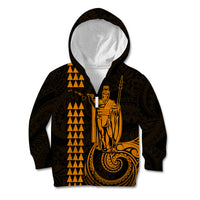Custom Hawaii Kid Hoodie King Kamehameha - Gold - Wonder Print Shop