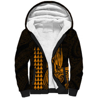 Custom Hawaii Sherpa Hoodie King Kamehameha - Gold - Wonder Print Shop