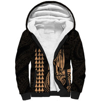 Custom Hawaii Sherpa Hoodie King Kamehameha - Nude - Wonder Print Shop