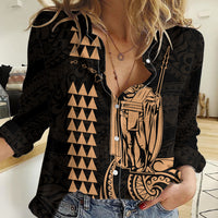 Custom Hawaii Women Casual Shirt King Kamehameha - Nude - Wonder Print Shop