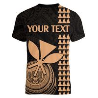 Custom Hawaii Women V Neck T Shirt King Kamehameha - Nude - Wonder Print Shop