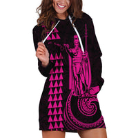 Custom Hawaii Hoodie Dress King Kamehameha - Pink - Wonder Print Shop