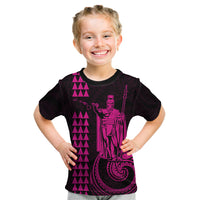 Custom Hawaii Kid T Shirt King Kamehameha - Pink - Wonder Print Shop