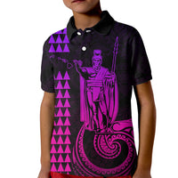Custom Hawaii Kid Polo Shirt King Kamehameha - Pink Gradient - Wonder Print Shop