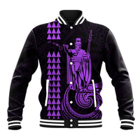 Custom Hawaii Baseball Jacket King Kamehameha - Purple LT9 - Wonder Print Shop