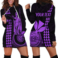 Custom Hawaii Hoodie Dress King Kamehameha - Purple - Wonder Print Shop