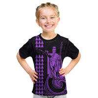 Custom Hawaii Kid T Shirt King Kamehameha - Purple - Wonder Print Shop