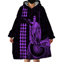 Custom Hawaii Wearable Blanket Hoodie King Kamehameha - Purple - Wonder Print Shop