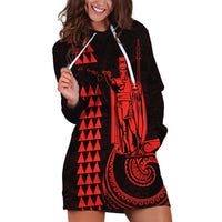 Custom Hawaii Hoodie Dress King Kamehameha - Red - Wonder Print Shop