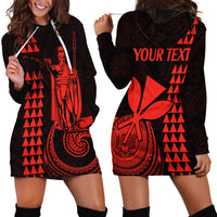 Custom Hawaii Hoodie Dress King Kamehameha - Red - Wonder Print Shop