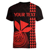 Custom Hawaii Women V Neck T Shirt King Kamehameha - Red - Wonder Print Shop