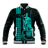 Custom Hawaii Baseball Jacket King Kamehameha - Turquoise LT9 - Wonder Print Shop
