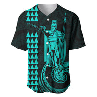 Custom Hawaii Baseball Jersey King Kamehameha - Turquoise LT9 - Wonder Print Shop