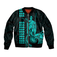 Custom Hawaii Bomber Jacket King Kamehameha - Turquoise LT9 - Wonder Print Shop