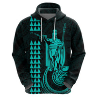 Custom Hawaii Hoodie King Kamehameha - Turquoise - Wonder Print Shop