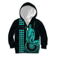 Custom Hawaii Kid Hoodie King Kamehameha - Turquoise - Wonder Print Shop