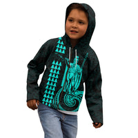 Custom Hawaii Kid Hoodie King Kamehameha - Turquoise - Wonder Print Shop