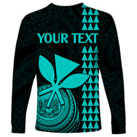 Custom Hawaii Long Sleeve Shirt King Kamehameha - Turquoise - Wonder Print Shop