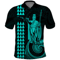Custom Hawaii Polo Shirt King Kamehameha - Turquoise - Wonder Print Shop