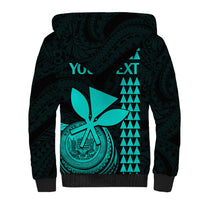 Custom Hawaii Sherpa Hoodie King Kamehameha - Turquoise - Wonder Print Shop