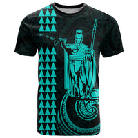 Custom Hawaii T Shirt King Kamehameha - Turquoise - Wonder Print Shop