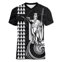 Custom Hawaii Women V Neck T Shirt King Kamehameha - White - Wonder Print Shop