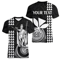 Custom Hawaii Women V Neck T Shirt King Kamehameha - White - Wonder Print Shop